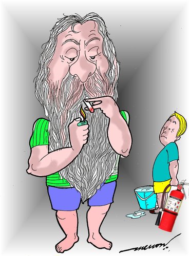 Cartoon: smoking hazards (medium) by kar2nist tagged smoking,fire,extingusher