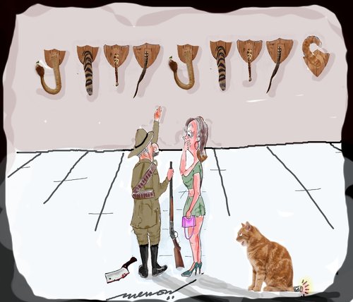 Cartoon: Tall stories (medium) by kar2nist tagged animals,showoff,impressing,trophy,hunter