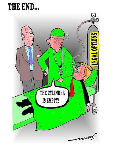 Cartoon: The End (medium) by kar2nist tagged trump,legal,cases,defeated