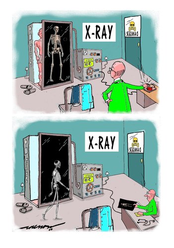 Cartoon: x-ray woes (medium) by kar2nist tagged xray,skeletons