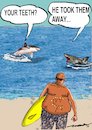 Cartoon: a lesson for sharks (small) by kar2nist tagged shark,surfer,attacks,sea