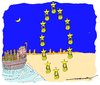Cartoon: A starry Gauntlet (small) by kar2nist tagged refugees,gauntlet,stars,eu,noah