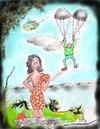 Cartoon: Bravo Man (small) by kar2nist tagged parachute,bravo,bra,flyaway,man,woman