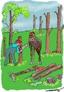 Cartoon: The Unkindest Cut (small) by kar2nist tagged trees,felling,powersaw,giraffe,logs
