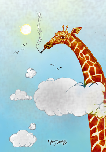 Cartoon: Girafe fumant une  cigarette (medium) by Majdoub Abdelwaheb tagged girafe