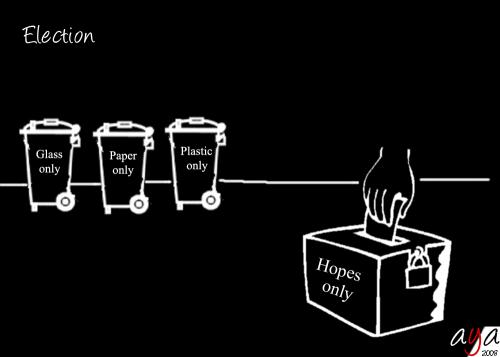 Cartoon: Election (medium) by aya tagged election,vote,hope,choise,recycle