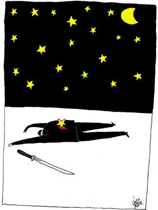 Cartoon: Ninja (medium) by Gelico tagged ninja,stars,absurd,etc,humour,gelico