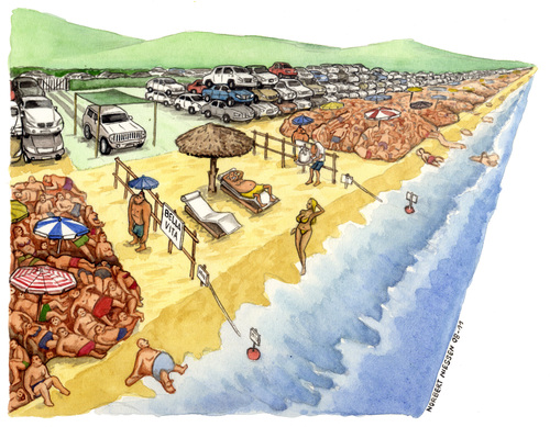 Cartoon: Bella vita privat beach (medium) by Niessen tagged menge,sommer,strand,crowd,luxus,privat,summer,beach
