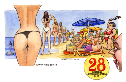 Cartoon: Concorso guardoni da spiaggia (medium) by Niessen tagged woman,sexy,beach