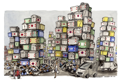 Cartoon: Garbage city (medium) by Niessen tagged trash,waste,ecology,garbage,city,recycling,pollution