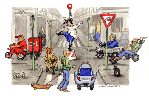Cartoon: Il vigile (medium) by Niessen tagged gasoline,fun,police,town,city,cars,vigile,divertimento,triciclo,stadt,verkehr,dreirad,benzin