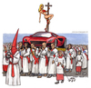 Cartoon: La processione (small) by Niessen tagged uomini men processione reliquia car