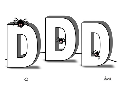 Cartoon: Arac Attack in 3D (medium) by berti tagged inkscape,3d,cinema,movie,spider,film,spinne,kino