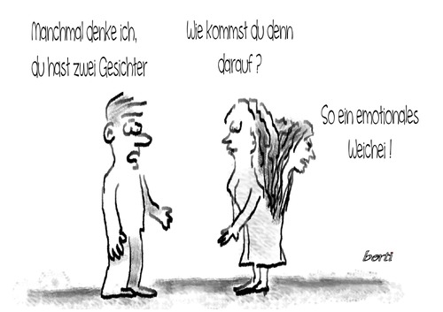 Cartoon: Zwei-fel (medium) by berti tagged zwei,gesichter,two,faces