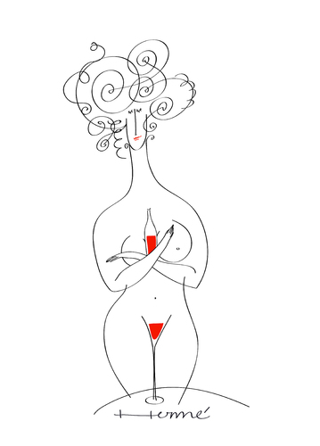 Cartoon: bacante (medium) by Herme tagged wine,woman,frau,frauen,rot,liebe,nackt,wein