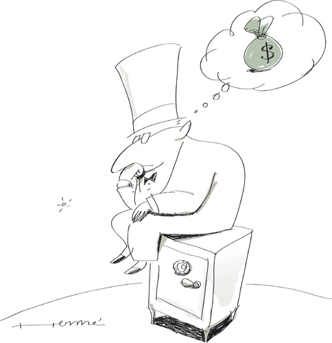Cartoon: Le Pensateur (medium) by Herme tagged banker,businesses,money