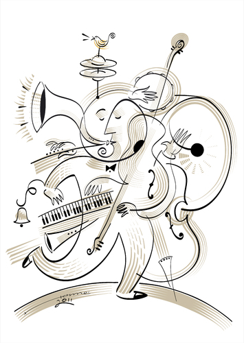 Cartoon: one man band (medium) by Herme tagged musicians,band,one,man,illustration,band,musik,instrumente