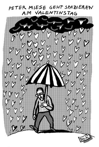Cartoon: Valentinstag (medium) by BiSch tagged miesepeter,valentinstag,regen,rainy,valentines,day,miesepeter,valentinstag,regen,traurig,liebe,single,herzschmerz,liebeskummer