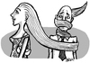 Cartoon: Eingewickelt (small) by BiSch tagged eingewickelt gefangen haare frau mann verliebt