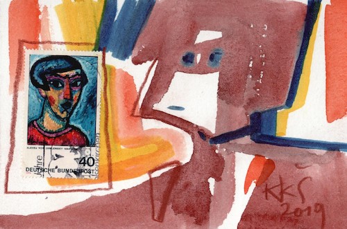 Cartoon: a visit to the museum (medium) by Kestutis tagged museum,postcard,dada,kestutis,lithuania