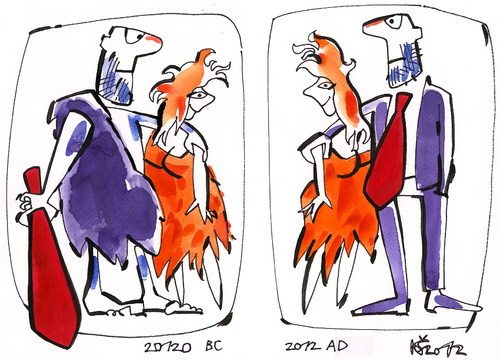 Cartoon: BC - AD (medium) by Kestutis tagged 2012,ad,bc,man,woman