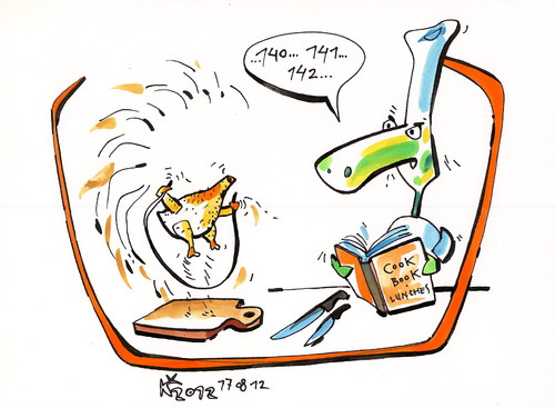 Cartoon: CHICKEN RECIPE (medium) by Kestutis tagged chicken,recipe,pirate,chef,kestutis,siaulytis,lithuania,adventures,cook,cookbook,kitchen,lunch