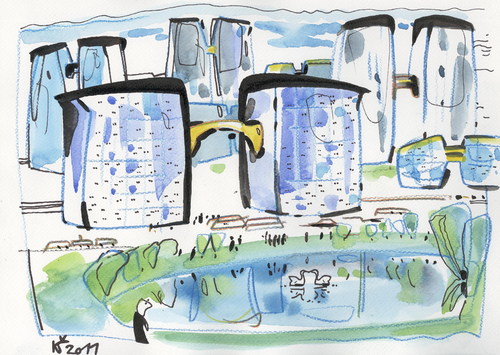 Cartoon: CITY EYES (medium) by Kestutis tagged eyes,city,environment,nature