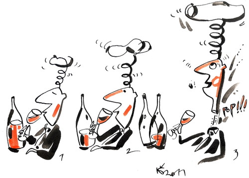 Cartoon: CORK (medium) by Kestutis tagged wine,alcohol,spirits,puller,cork,corkscrew,korkenzieher