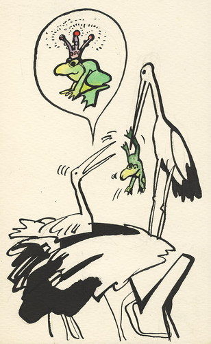 Cartoon: DESIRED (medium) by Kestutis tagged spring,ornithology,vogel,bird,animal,nature,stork,frog,kestutis,lithuania