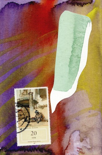 Cartoon: Dream (medium) by Kestutis tagged dream,briefmarke,wine,painting,post,stamp,dada,postcard,art,kunst,kestutis,lithuania