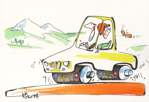 Cartoon: Electromobile (medium) by Kestutis tagged electromobile,kestutis,lithuania,nature