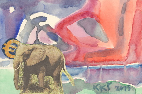Cartoon: Elephant (medium) by Kestutis tagged lithuania,kestutis,elephant,postcard,dada,euro,currency