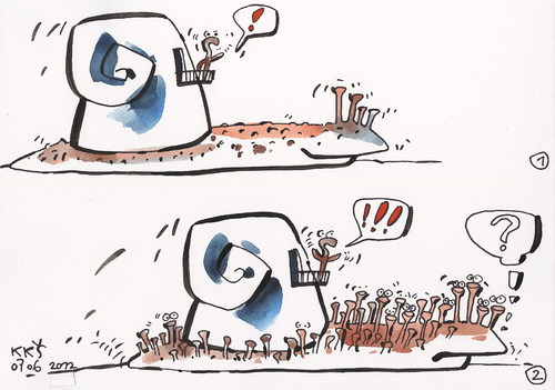 Cartoon: EVOLUTION (medium) by Kestutis tagged revolution,evolution,snail,balcony,politics