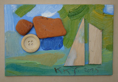 Cartoon: Fishermans homestead (medium) by Kestutis tagged painting,lithuania,kestutis,postcard,dada