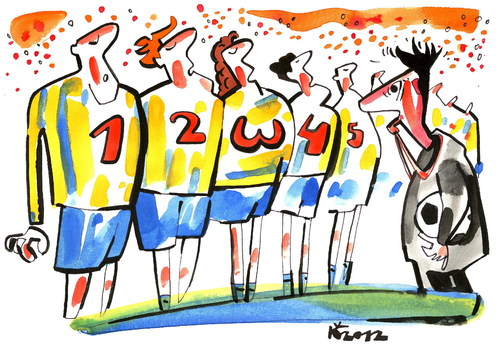 Cartoon: FOOTBALL. PROVOCATION (medium) by Kestutis tagged fußball,euro,2012,fossball,numerology,sport,soccer,football,provocation,referee