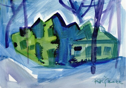 Cartoon: Frozen house (medium) by Kestutis tagged etude,winter,cold,frost,kestutis,lithuania