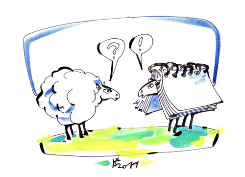 Cartoon: NEW (medium) by Kestutis tagged sheep,new,buch,book