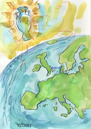 Cartoon: NEW EUROPE (medium) by Kestutis tagged euro,eurrope,uefa,europameisterschaft,fußball,kestutis,lithuania,wembley,roma,soccer,football,england,italy