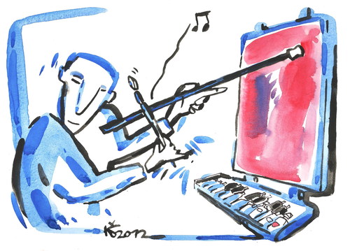 Cartoon: PAINTING AND MUSIC (medium) by Kestutis tagged malerei,kunst,art,music,painting