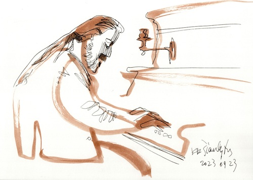 Cartoon: Pianist Yurij Suchanov (medium) by Kestutis tagged pianist,sketch,music,concert,kestutis,lithuania
