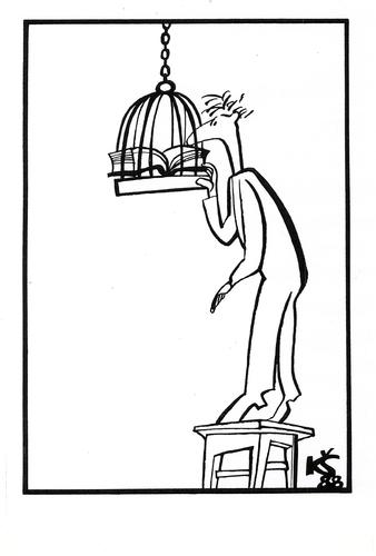 Cartoon: READING. LESEN. SKAITYMAS (medium) by Kestutis tagged sensorship,book,buch,lesen,reading,zensur