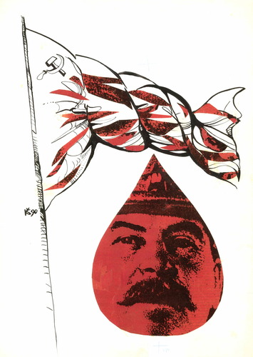 Cartoon: Red flag (medium) by Kestutis tagged red,flag,rote,fahne,lithuania,kestutis,ussr,stalin