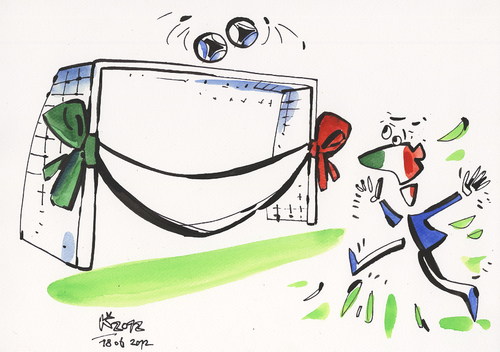 Cartoon: RENDEZVOUS (medium) by Kestutis tagged rendezvous,italy,flag,football,fussball,fans,sports,euro,2012,soccer,fußball