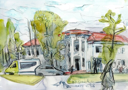 Cartoon: Resort town motifs. Druskininkai (medium) by Kestutis tagged watercolor,sketch,art,kunst,resort,druskininkai,town,kestutis,lithuania