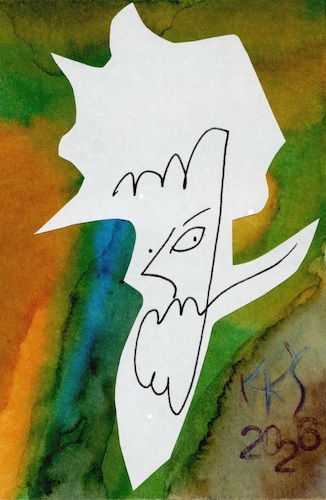 Cartoon: Self-portrait cartoon (medium) by Kestutis tagged selfportrait,cartoon,dada,postcard,art,kunst,kestutis,lithuania