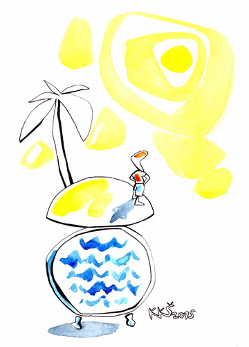 Cartoon: Summer time (medium) by Kestutis tagged kestutis,lithuania,summer,time,meer,urlaub,sea,island,vacations