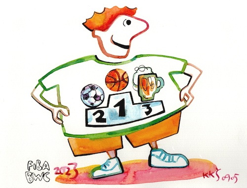 Cartoon: Confession of a basketball fan (medium) by Kestutis tagged confession,basketball,kestutis,world,cup,fiba,football,beer,fan