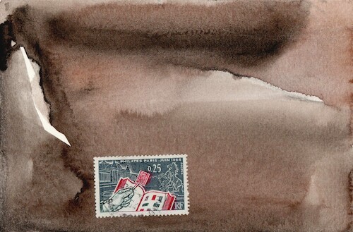 Cartoon: The postage stamps tell (medium) by Kestutis tagged postage,stamps,hare,albrecht,düre,dada,postcard,briefmarkestory,postmark,art,kunst,kestutis,lithuania