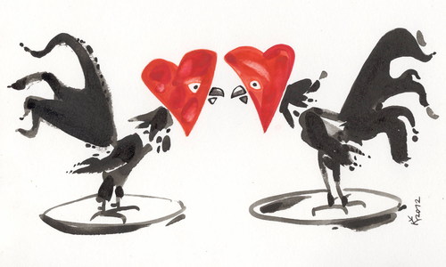 Cartoon: Valentines Day (medium) by Kestutis tagged liebe,love,hahn,cock,frau,woman,man,valentinstag,day,valentines