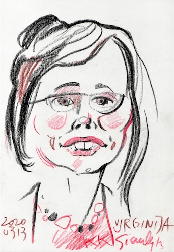 Cartoon: Virginija Sukyte Geniene (medium) by Kestutis tagged sketch,kestutis,lithuania,writer,journalist